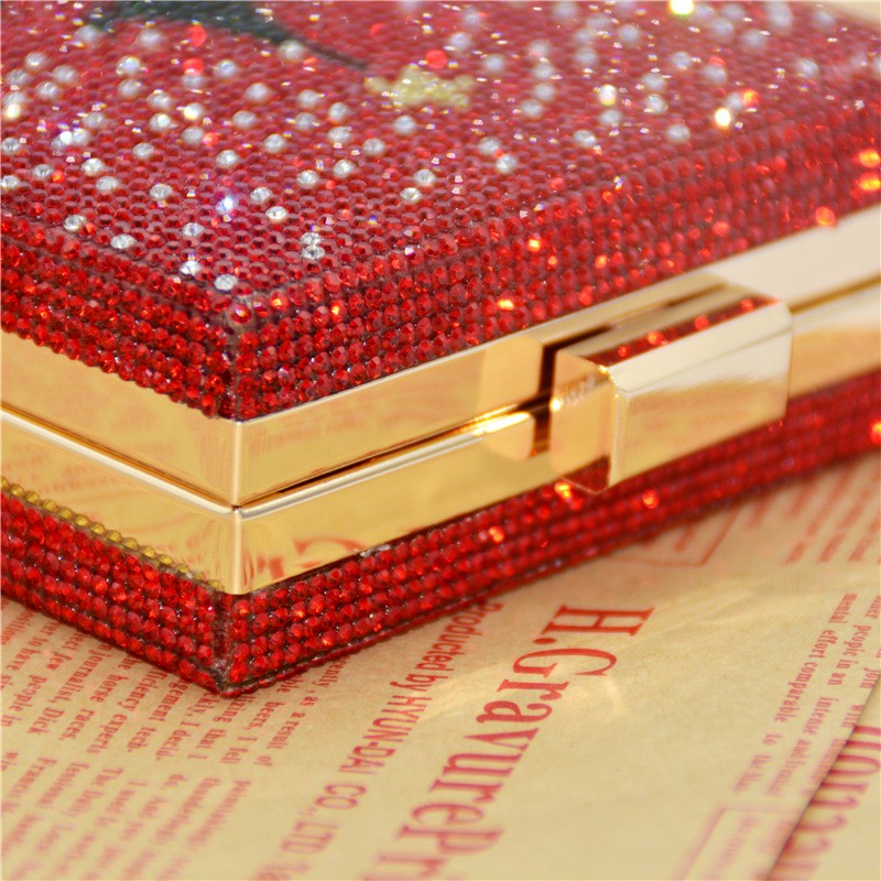 High quality new design Rhinestone christmas style evening clutch bag With OEM ODM service